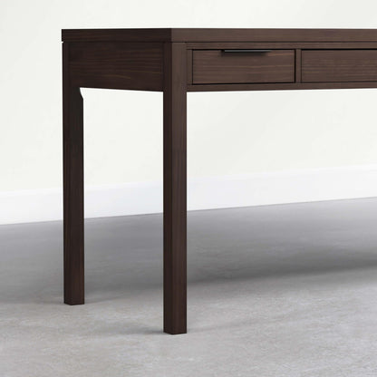 SIMPLIHOME Hollander Desk - 60 Inch Wide Solid Wood Writing Desk in Dark Brown Walnut, Contemporary Home Office Computer Table for Workspace or Study with 2 Drawers and Flip-Down Keyboard Tray