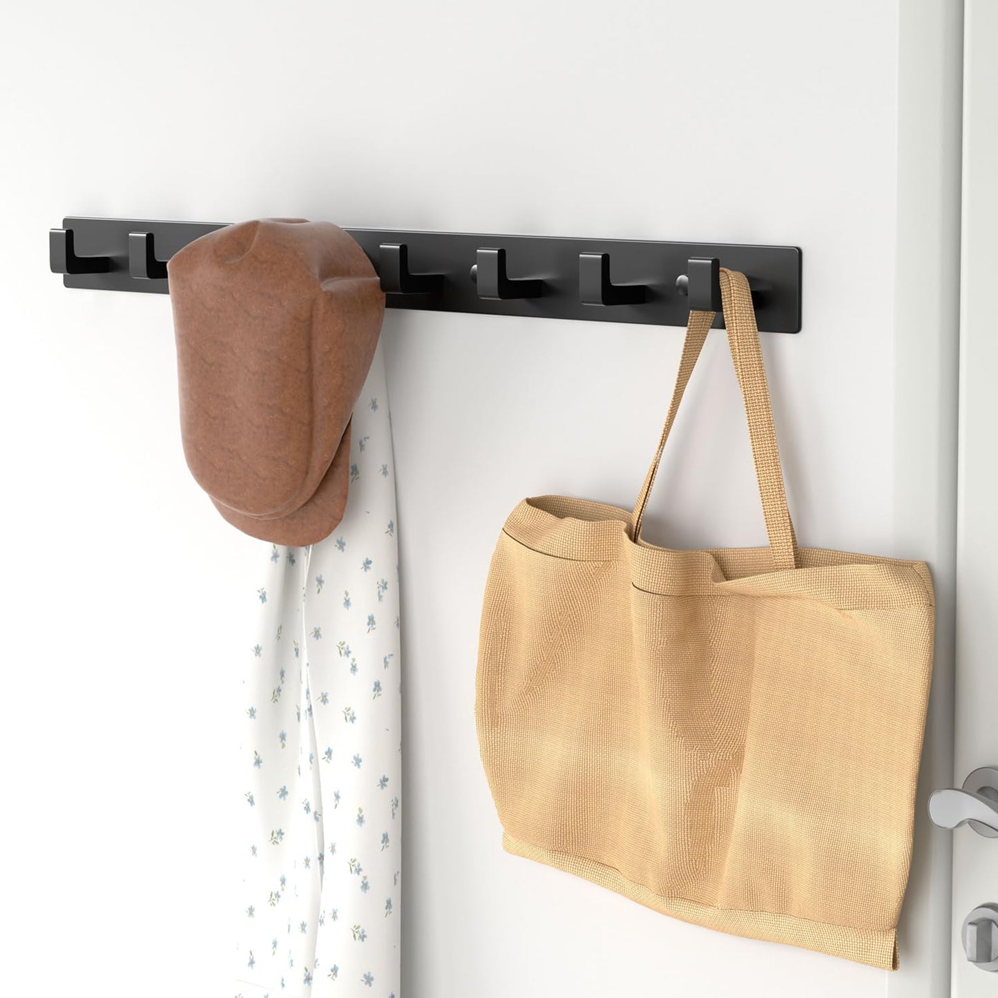 GWAAZXGZ Black Coat Rack Wall Mount - 12.5 inch Modern Metal Hook Rail with 4 Right-Angle Hooks, Drill-Mounted Organizer for Coats, Hats, Bags in Entryway, Bathroom, Bedroom (2 Pack)