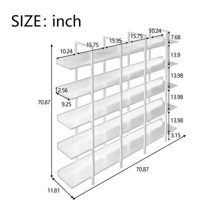 5-Tier Bookcase, Tall Industrial Bookshelf for Home Office, Storage Organizer with Metal Frame, Brown