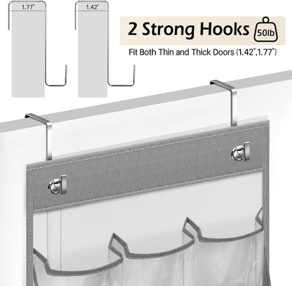 MISSLO Full Clear PVC Over the Door Organizer, Hanging Closet Storage with 5 Large Pockets for Bathroom & Bedroom