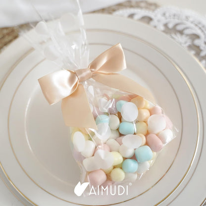 AIMUDI Champagne Gift Wrapping Bows - 3.5" Pre-Tied Small Christmas Tree Bows | 50 Count for Crafts & Decorations