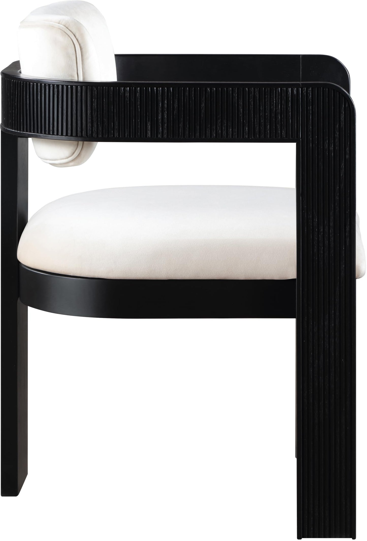 Meridian Furniture 11095Cream-C Sacha Collection Art Deco Dining Chair, Ultra Luxe Cream Velvet, 460 GSM Velvet, Solid Fluted Wood Black Finish, 22.5" W x 22" D x 31" H, Cream, Set of 2