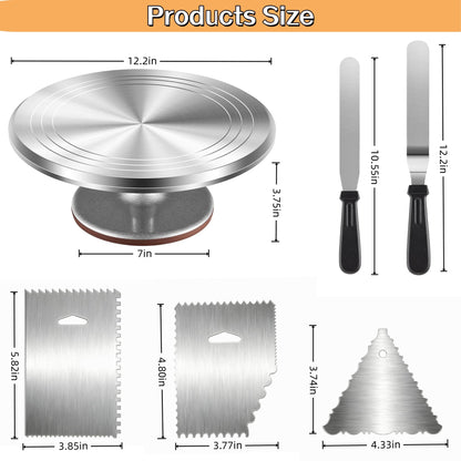 Cake Decorating Kit 35 Pieces - 24 Piping Tips Set with 12 Inch Turntable, Reusable Pastry Bag, Icing Spatula, Scraper, Couplers - Baking Tools for Beginners, Professional Cake Decorating Supplies