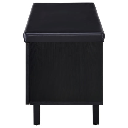 Coaster Home Furnishings Brixton 2-Door Padded Entryway Shoe Storage Bench Black