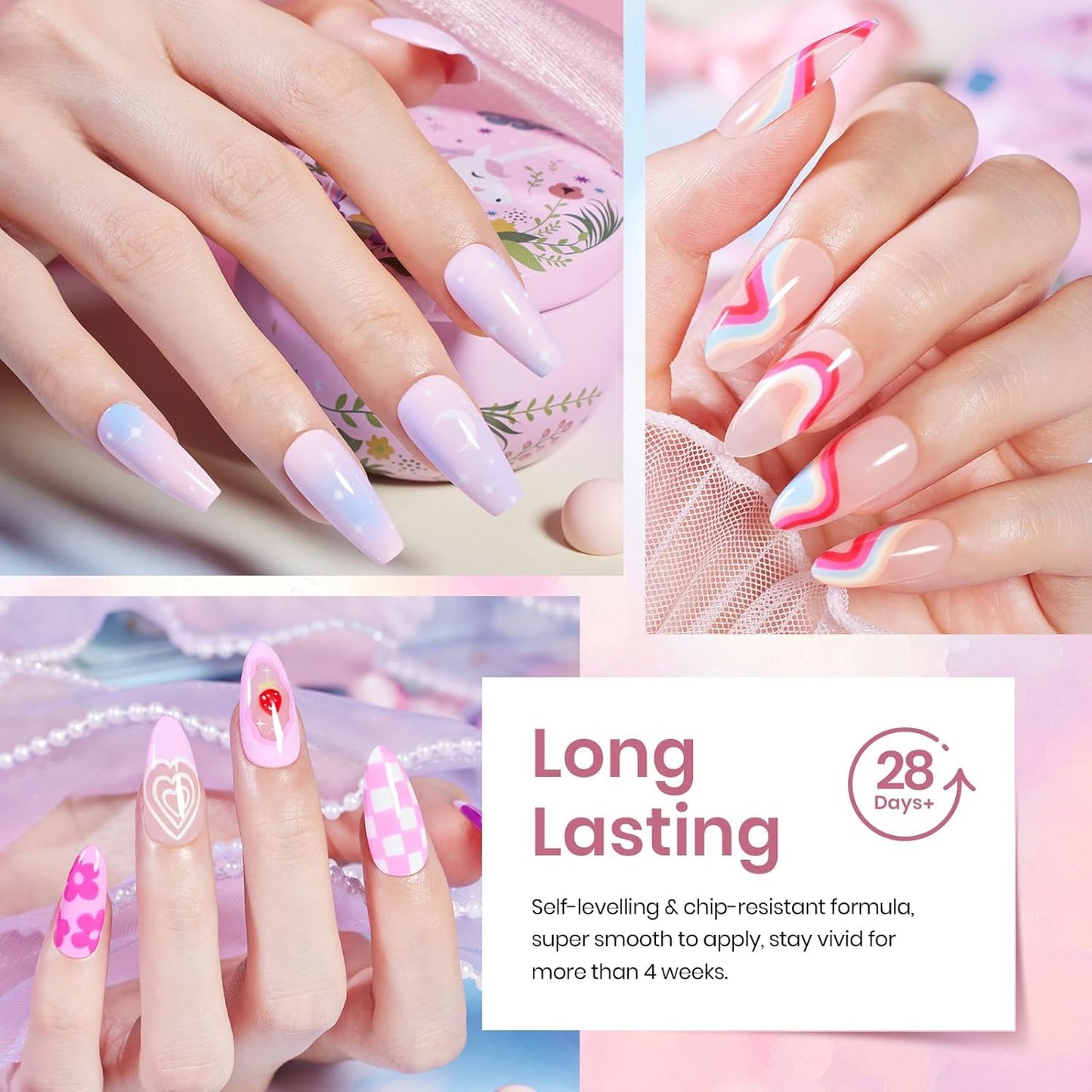 Beetles Gel Nail Polish Kit with U V Light - 80Pcs Fall Nail Fest Color Enchantment 55 Colors Gel Polish Starter Kit with Base Top Coat DIY Nails Stickers Manicure Tools Gift for Women Teens Girls