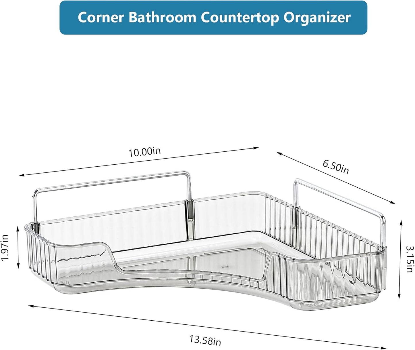 Corner Bathroom Countertop Organizer, 1 Tier Vanity Tray for Makeup, Perfume, Kitchen Spice Rack, Smoky Gray