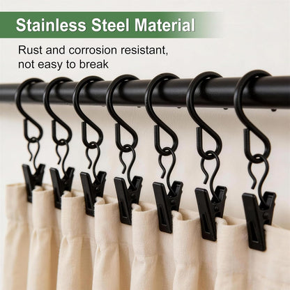 Skiennix 50 Pack S Hooks - Durable Stainless Steel Curtain Clips for Hanging Photos & Decorations | 2.4 Inch