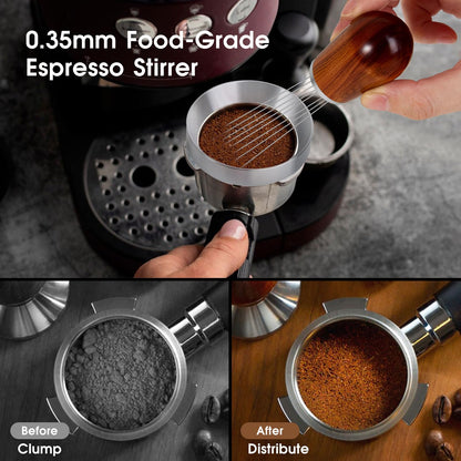 Reoszeank 51mm Espresso Accessories Kit, WDT Tool, Dosing Funnel and Puck Screen Set, 316 Stainless Steel Needle Coffee Distribution Stirrer Fits Delonghi 51 mm Espresso Machines and Portafilter