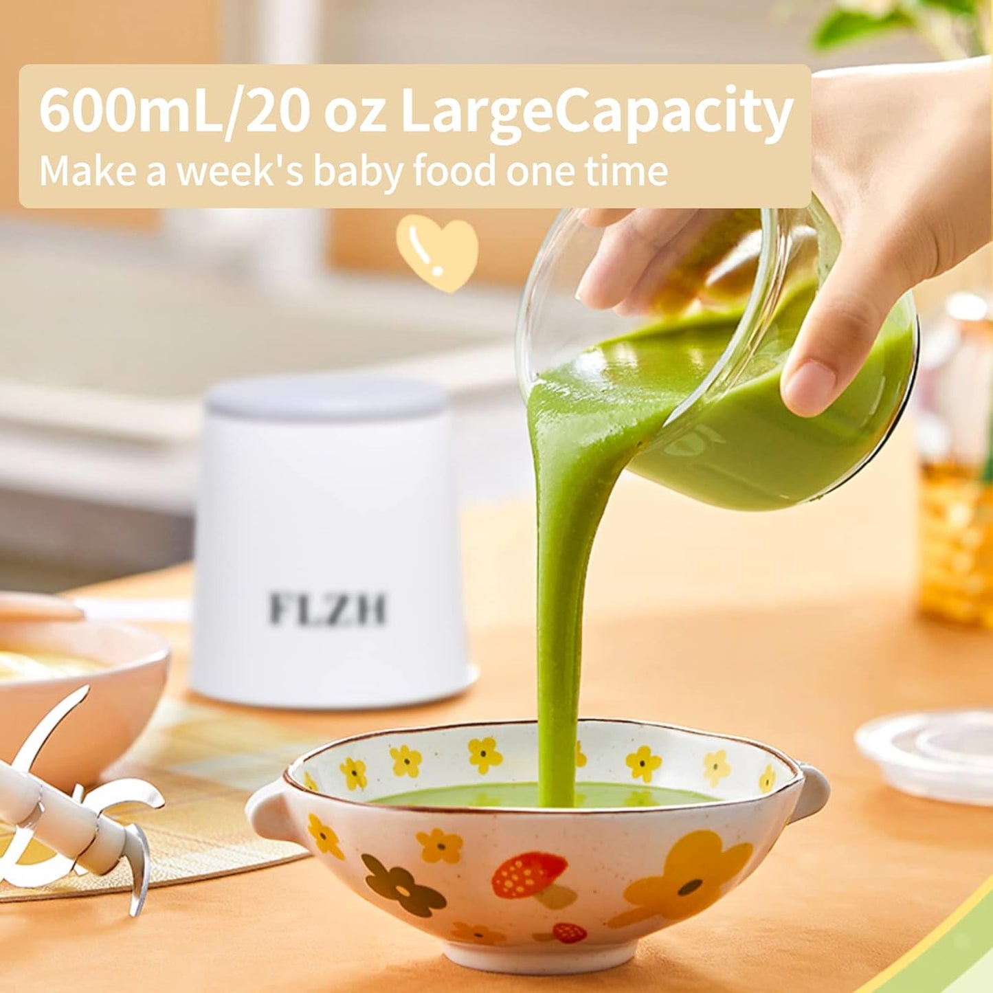 Baby Food Processor and Meat Grinder Electric, Portable Cordless Mini Food Chopper with Glass Blender for Meat,