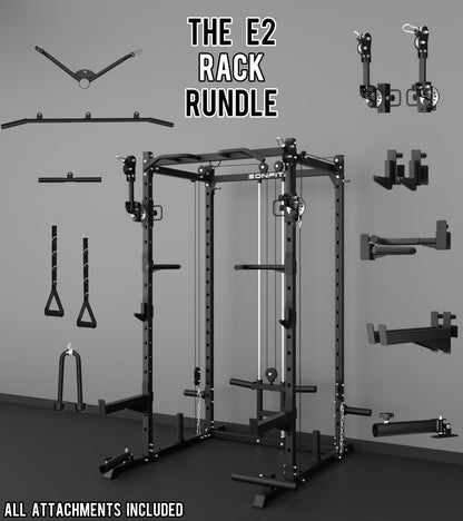 Eonfit E2 Power Cage - Multi-Functional Power Rack for Home Gym. 1500lb Squat Rack for Home Gym. Pulley System for Cable Crossover & LAT Pulldown (Black, PRO)