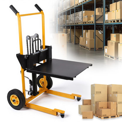 Mini Forklift Portable Pallet Jack Table Cart with Swivel Wheels Handheld Push Pallet Trolley Wear Resist for Household Warehouse Factory