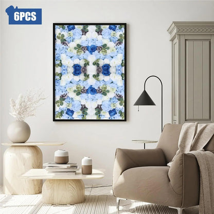 TYLPFH 6Pcs Artificial Silk Rose Flowers Wall Backdrop, Flower Panel Floral Faux Back