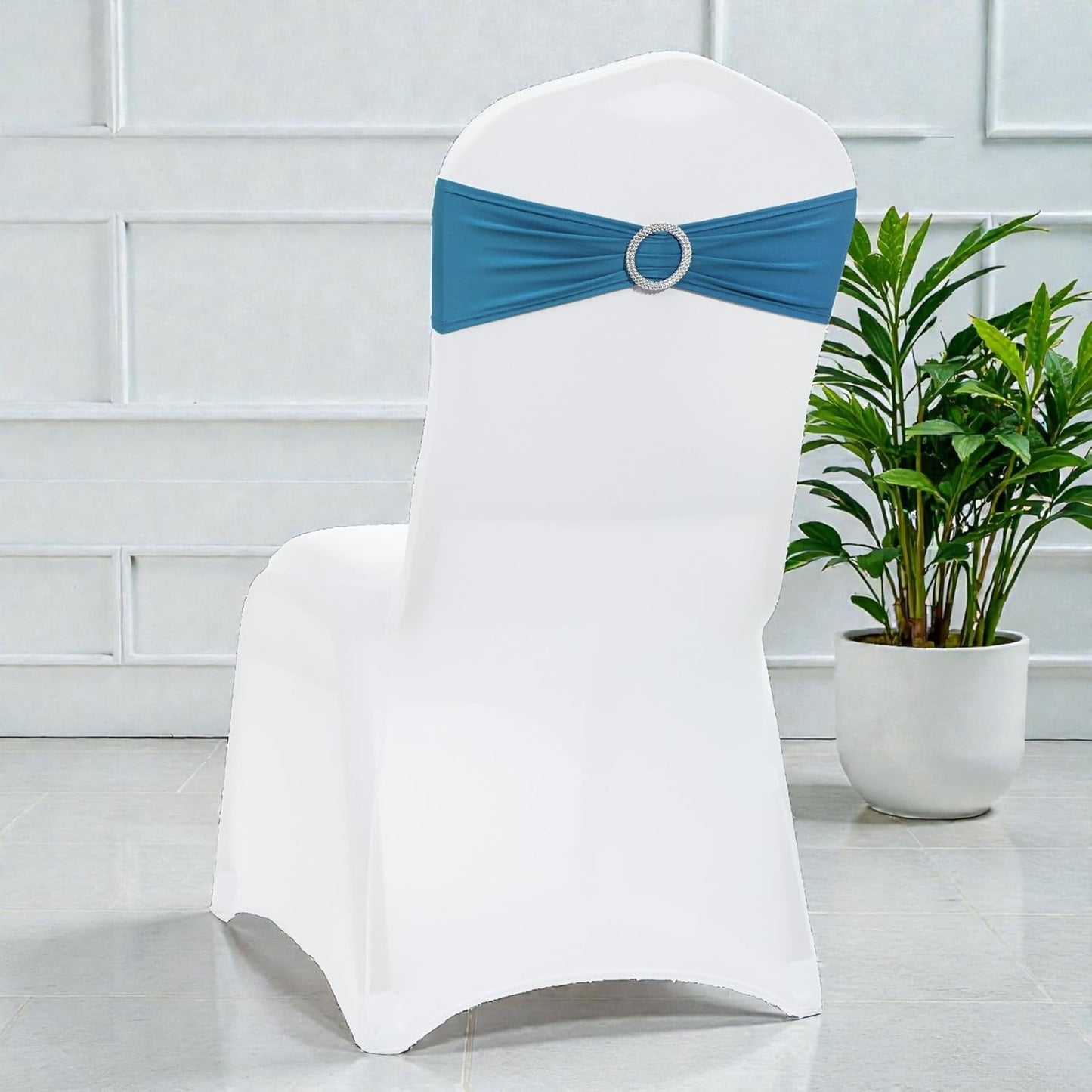 MDS Spandex Chair Sashes - Universal Fit Elastic Stretch Bows with Slider Buckle | Dark Teal, Pack of 250