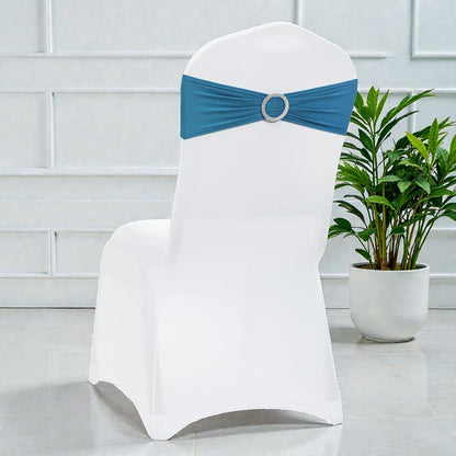 MDS Spandex Chair Sashes - Universal Fit Elastic Stretch Bows with Slider Buckle | Dark Teal, Pack of 250