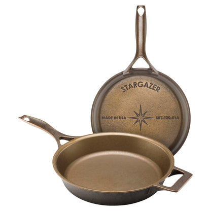 Stargazer 12-Inch Cast Iron Skillet | Made in USA, Seasoned, Premium Frying Pan for Grilling, Searing, Baking & More – Durable Cast Iron with Smooth Cooking Surface