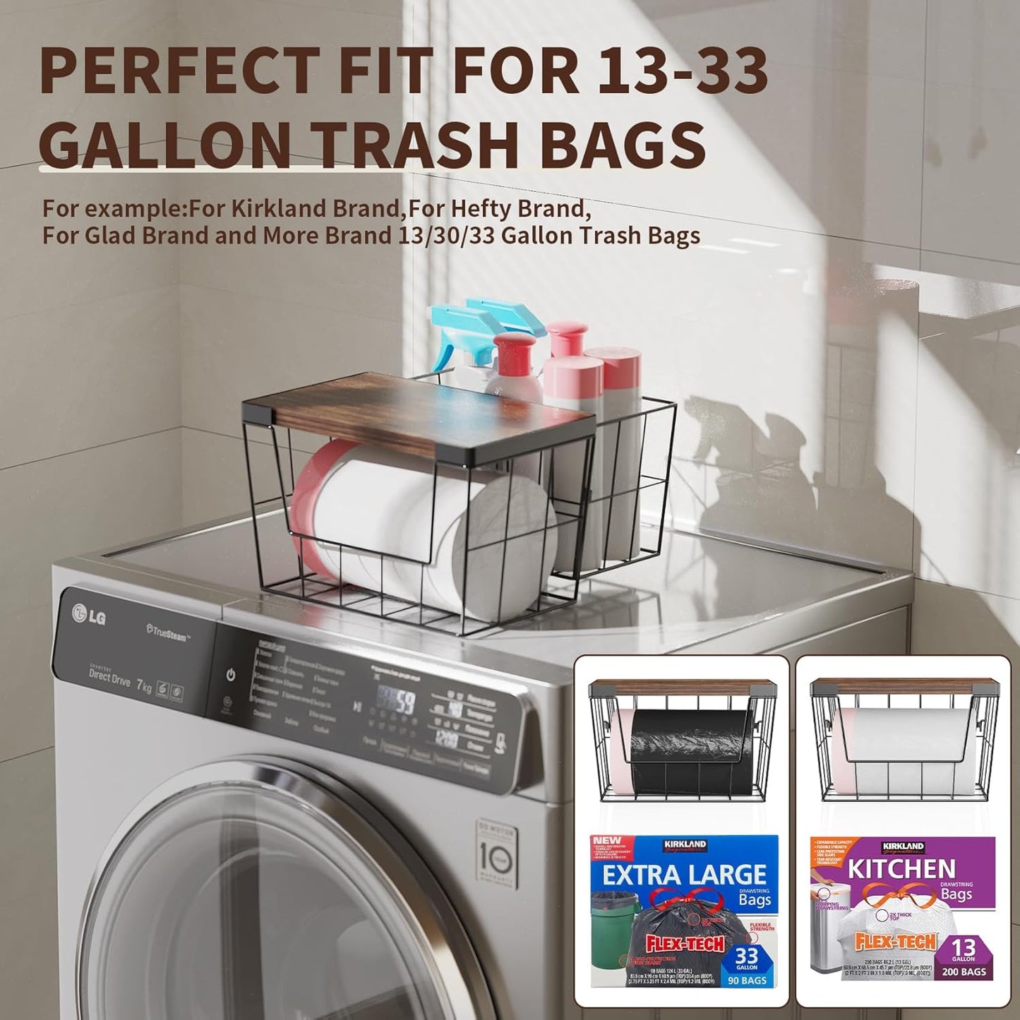 OZRVYNDAREL 2-Pack 4-13 Garlic(11-7/32"L*7" W*7-1/8"H) Pantry Organizers and Storage, Trash Bag Holder Under Sink