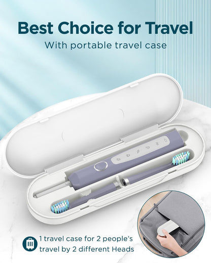 Rtauys M5 Sonic Electric Toothbrush for Adults and Kids - Rechargeable Electric Toothbrush Kids Ages 12+ and Adults with 8 Brush Heads & Travel Case, 120 Days Battery Life - Pink