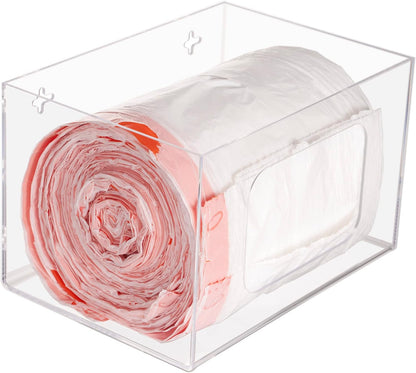 Extra Large Trash Bag Dispenser Roll Holder, Wall Mount Acrylic Kitchen Under Sink Organizer for 13 30 33 Gallon