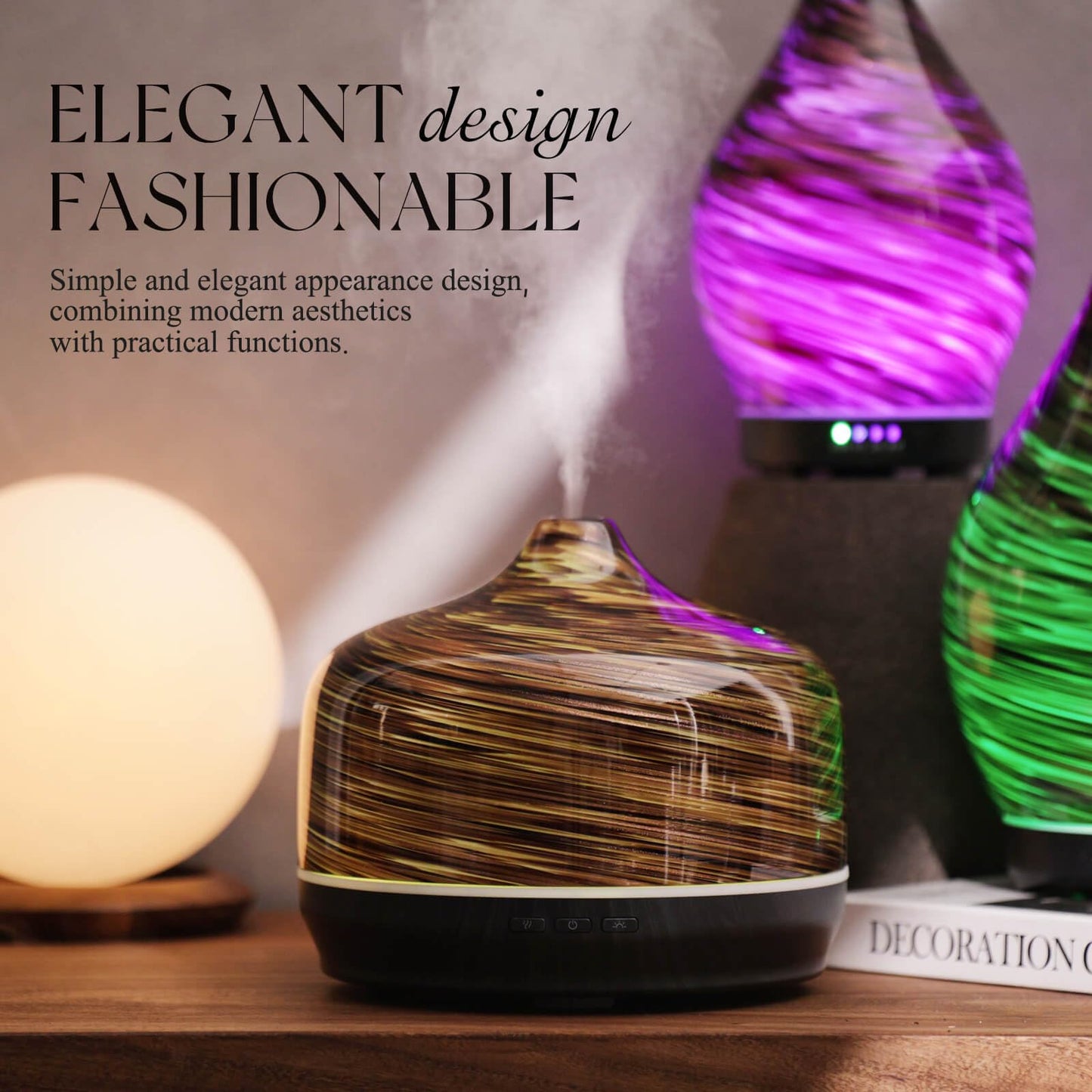 Porseme 500ml Essential Oil Diffuser, Aroma Ultrasonic Humidifier with Remote Control, BPA Free, Auto Shut-Off, Timer Setting for Large Room Sleeping Yoga