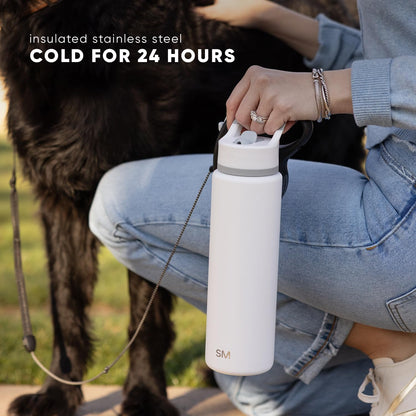 Simple Modern Water Bottle with Straw Lid | Vacuum Insulated Stainless Steel Metal Thermos | Reusable Leak Proof BPA-Free Flask for Sports Gym | Summit Collection | 30oz, Almond Birch