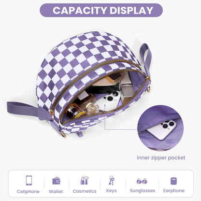 Checkered Crossbody Bum Bags for Women Nylon Checkered Purse Checkerboard Fanny Pack