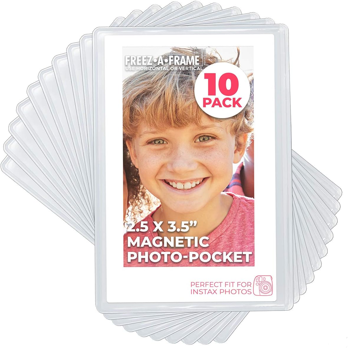 Fuji Mini Instax Photo Pockets for Wallet Size Photos, 10 Pack, Magnetic