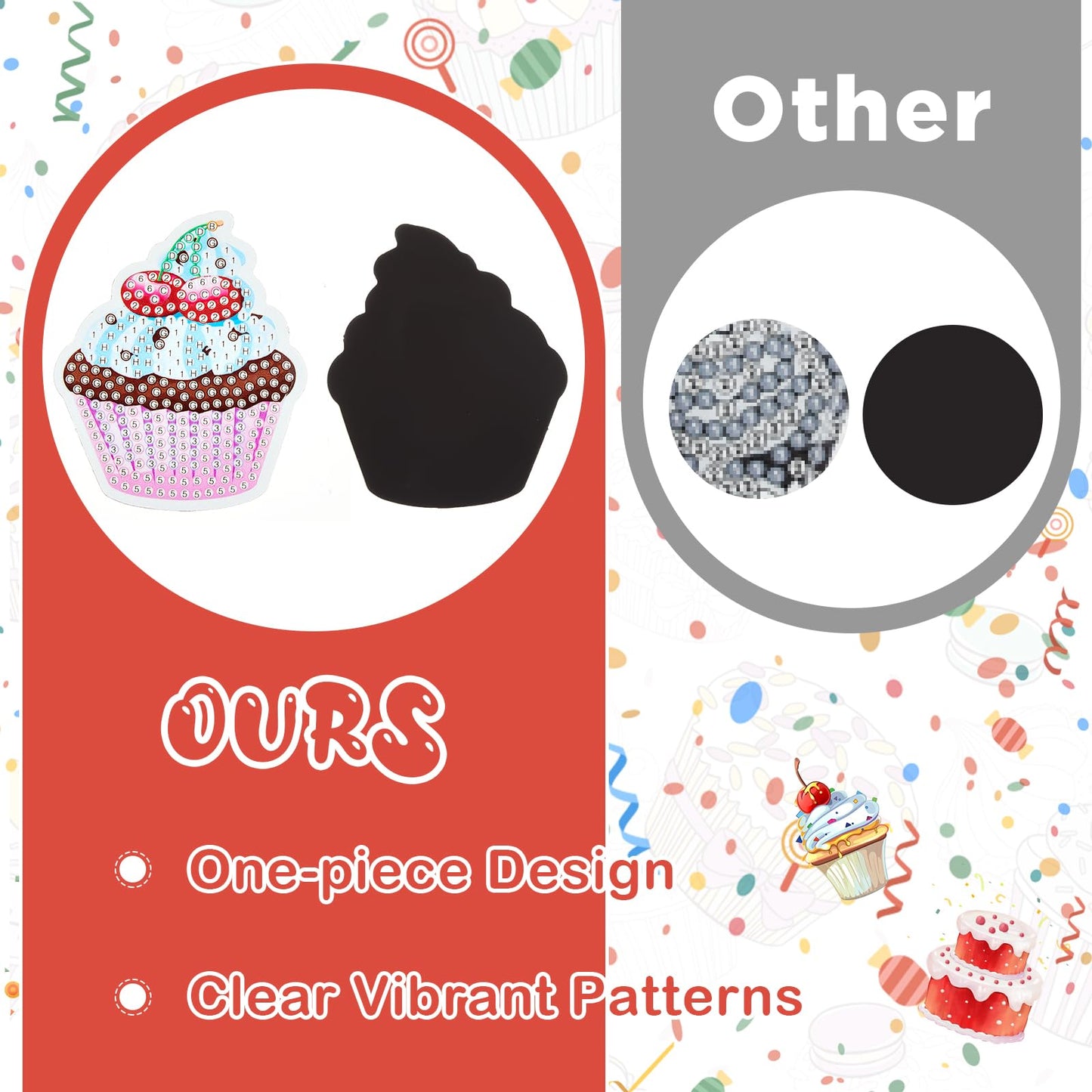 Xuhal 16 Pcs Diamond Painting Magnets DIY Diamond Painting Kits for Gem Art Magnet Refrigerator Stickers for Beginners Adults DIY Crafts Home Decors Party Birthday Gifts(Cupcake)