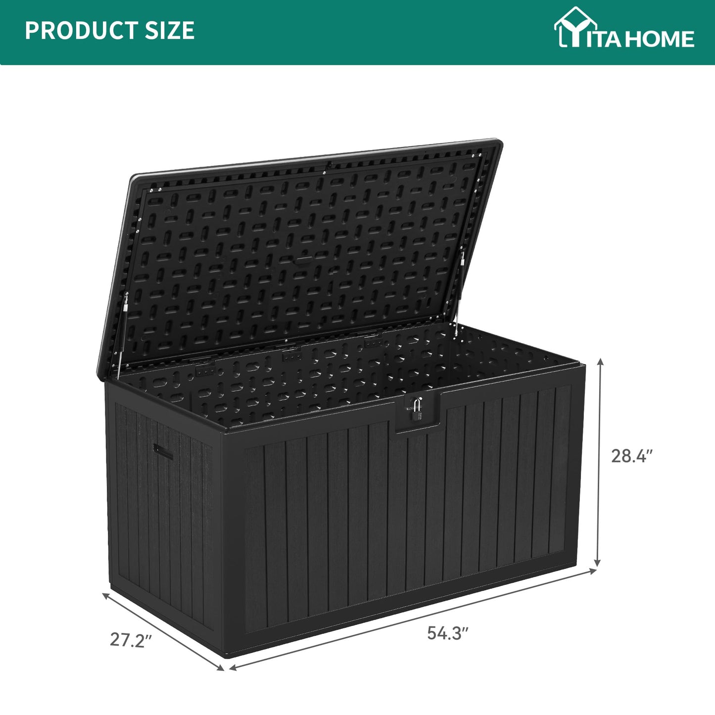 YITAHOME 180 Gallon Double-Wall Deck Box with Side Handles, Outdoor Large Storage for Patio Furniture Cushions, Garden Pool Accessories, Water Resistant & Lockable