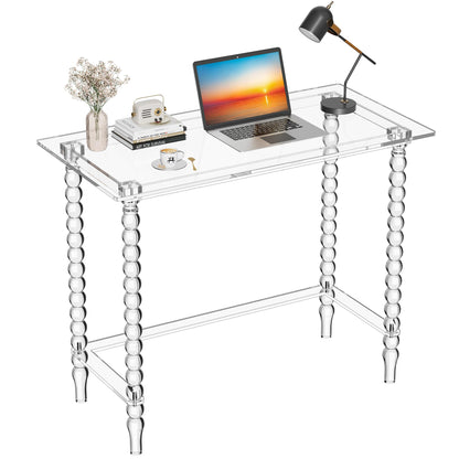 Dewrhiixe Acrylic Desk Computer Laptop Table, Writing Desk Console Entrance Table for Home Office Study Desk (Clear, 39.4“W×19.7”D×29.5“H)