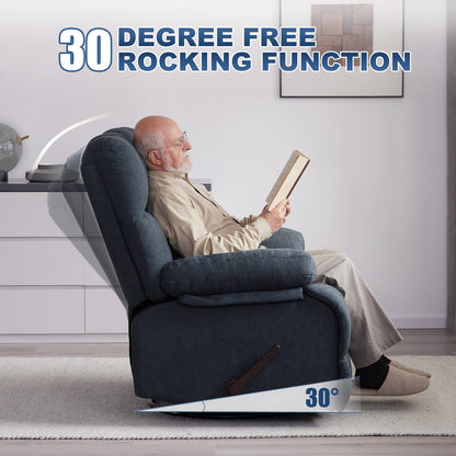 Eiayeebil Oversized Recliner Chair Set of 2, 360° Swivel Rocker Recliner for Big Man, Extra Wide Manual Recliner, Overstuffed Soft Rocking Sofa Chair for Living Room(Grey)