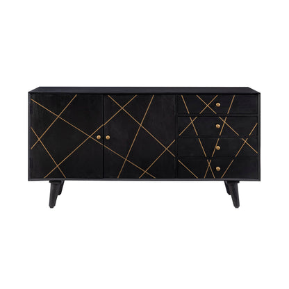 Powell Tate Mango Wood Console with Modern Gold Accents