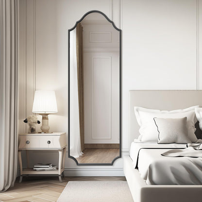 WallBeyond Arched Full Length Mirror Wall Mounted, 70"x24" Black Metal Frame Full Body Mirror for Bedroom, Living Room, Hanging or Leaning Against Wall Full Size