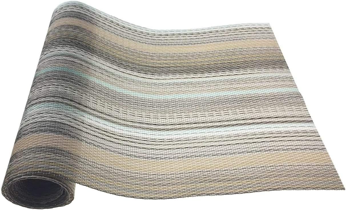 Aothpher Multi Color Rustic Farmhouse Stripe Table Runner, Square Heat Resistant PVC Non-Slip for Kitchen, Weddings,