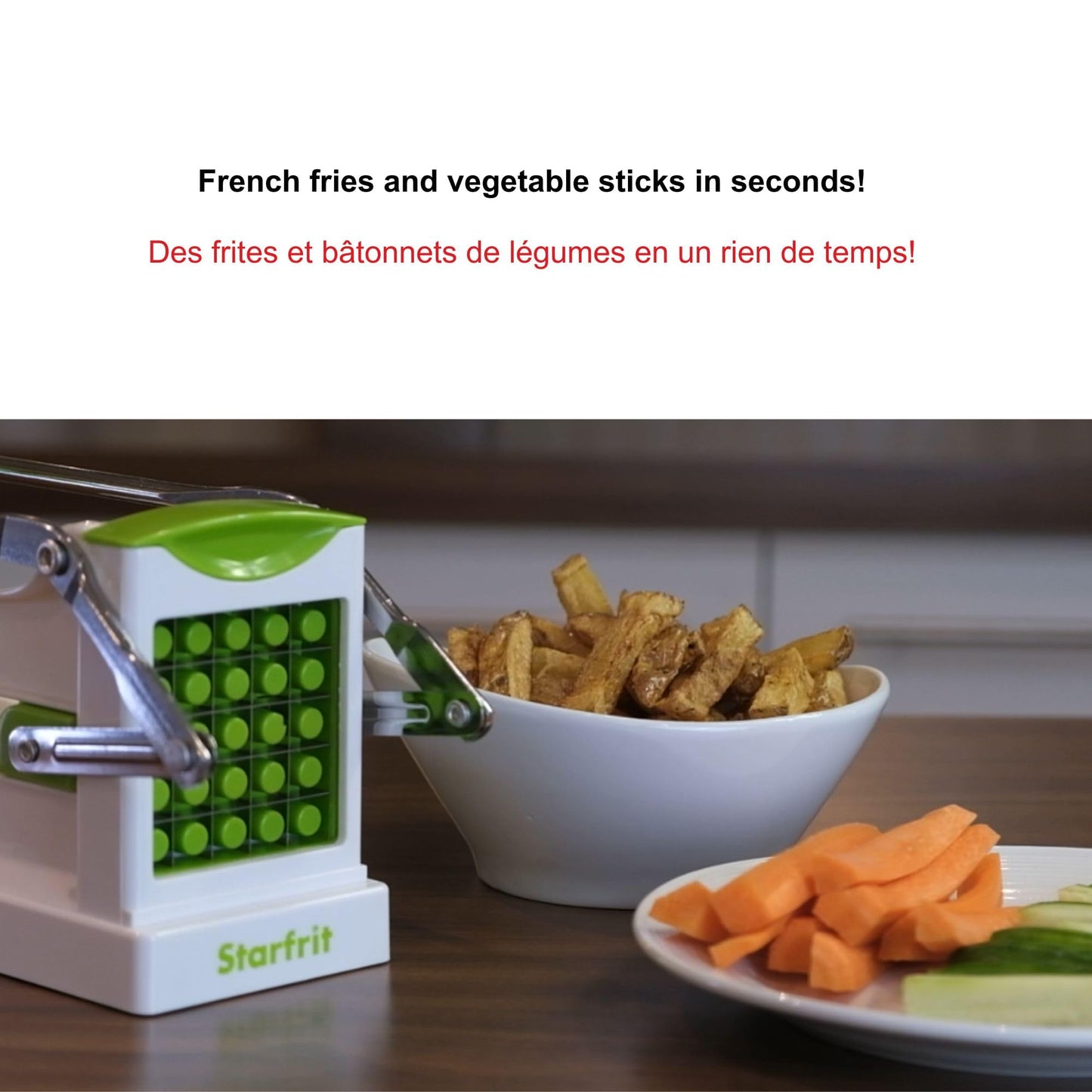 Starfrit Fry Cutter - Perfect Homemade French Fries, Stainless Steel Blades, Suction Base for Stability, Easy to Clean