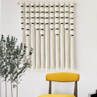 IOWER Macrame Wall Hanging 27" W x 31" L Boho Wall Decor Sphericity Cotton Textile Wall Hanging Art Fiber Yarn Art Handmade Detachable Assembly