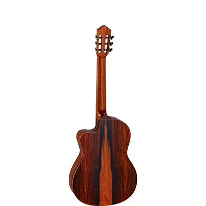 Ortega Guitars 6 String Private Room Striped Ebony Suite w/Arm Rest Solid Top Slim Neck Acoustic-Electric Nylon Classical Guitar w/Bag, Right, natural (STRIPEDSU.C/E)