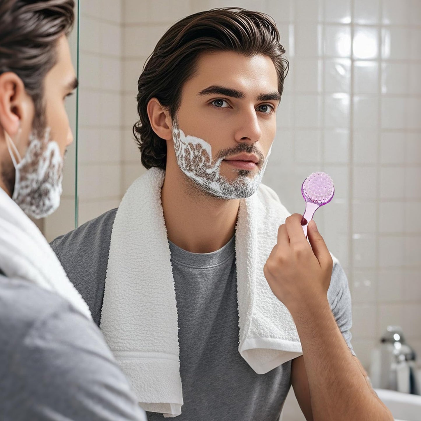 4 Colors Facial Cleansing Brush, Beomeen Face Scrubber Exfoliating Brush Face Wash Scrub Exfoliator for Skin Care, Makeup Removal (Blue, Pink, Purple, Clear)