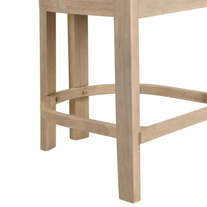 Christopher Knight Home Set of 2 Ryland Modern 26" Counter Height Bar Stools, Fabric Upholstered Counter Stools,Wooden Kitchen Island Armchair with Footrest, Round Backrest, Soft Seating,Beige+Natural