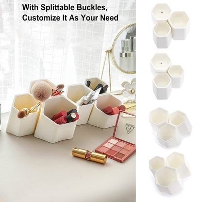 BTSKY Hexagonal Creative Pen Holder, Pen Container, Brush Pot, Combination Desktop Storage Organizer, Creative Hanging Planter Holder Multifunctional Wall-Mounted(White)
