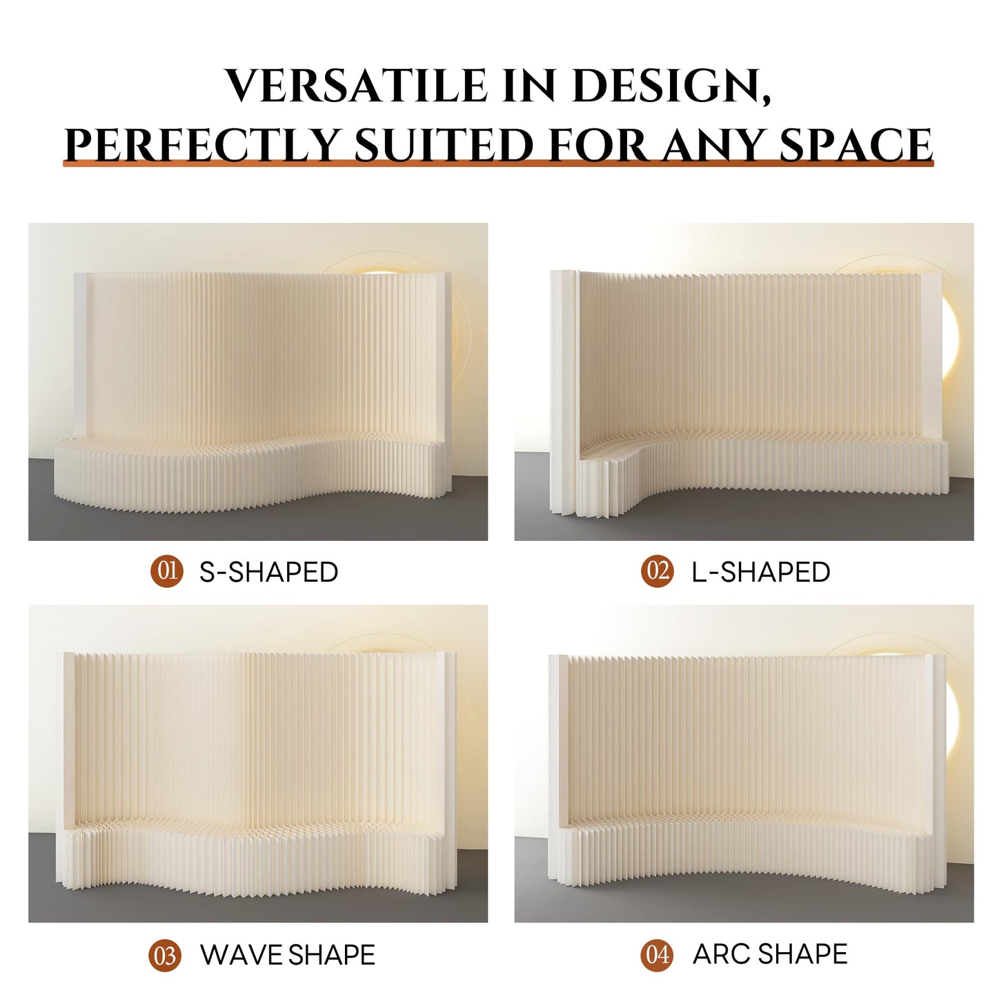 Paper Room Divider, Portable Folding Privacy Screen – Retractable Partition Wall for Home Office, Hotels, Stores, Studios, Exhibition, and Indoor Space Separation（White）