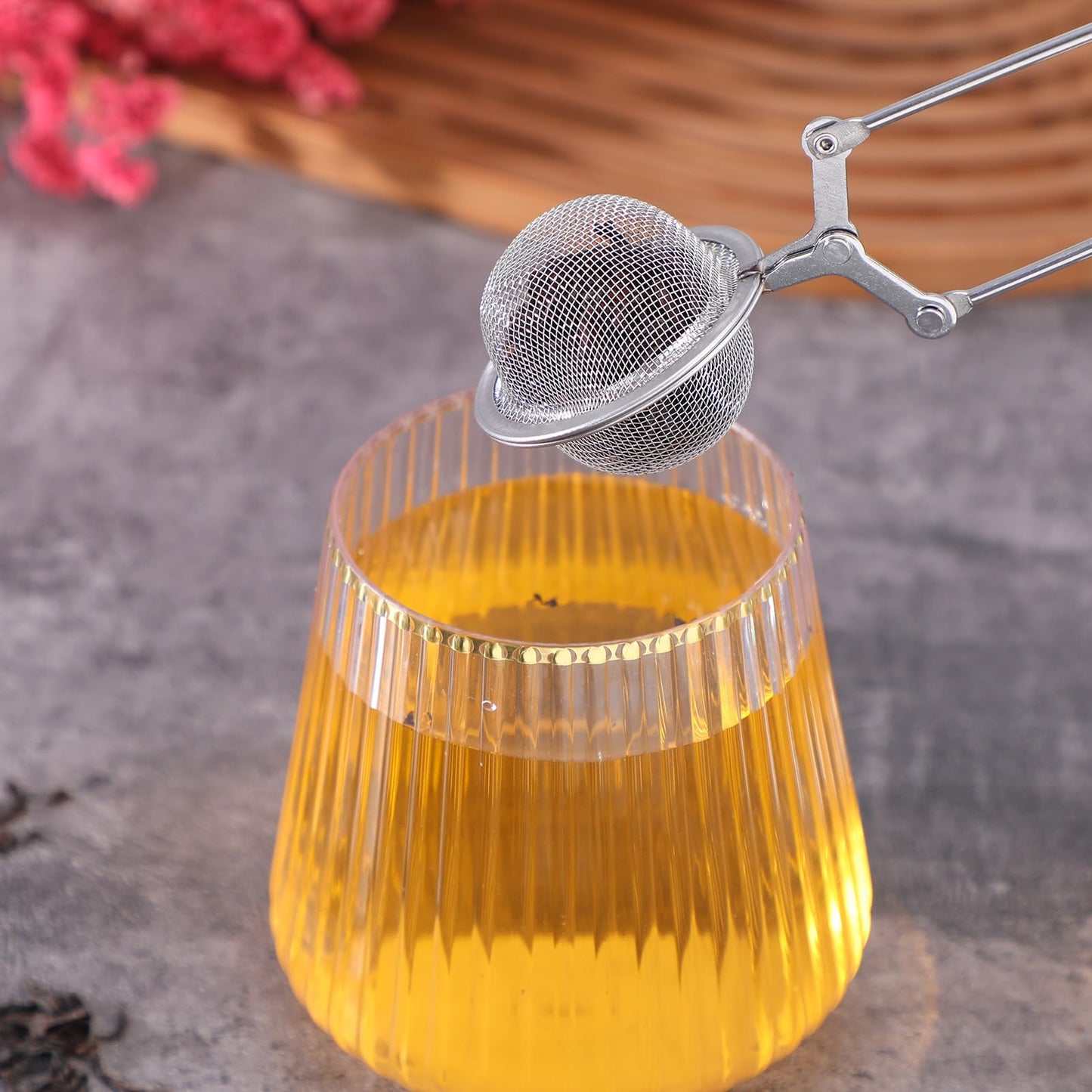 Ckhoid 36PCS Tea Infuser Filter with Handle, Snap Ball Tea Strainer, Stainless Steel Fine Mesh Strainer Tea Steeper, Reusable Tea Ball Filter for Loose Leaf Tea Seasonings Spices