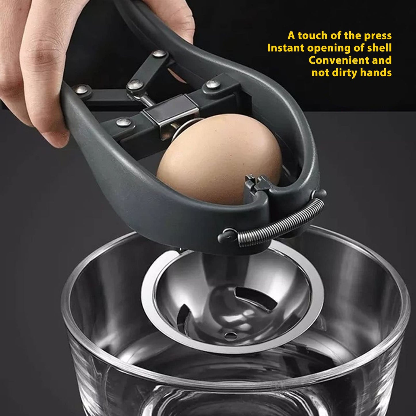FLEXMAN Egg Cracker, Handheld Automatic Quick Open Stainless Steel Egg Separator with Spring Design for Kitchen Tool