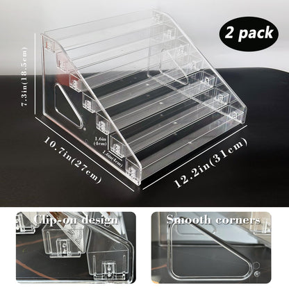 GYSLEOT 2 Pack 7-Tier Acrylic Card Display Stand, Versatile Sticker Display Rack Holder for Greeting Card Business Brochure Postcard Portable Card Display Shelf for Vendors Craft Trade Shows