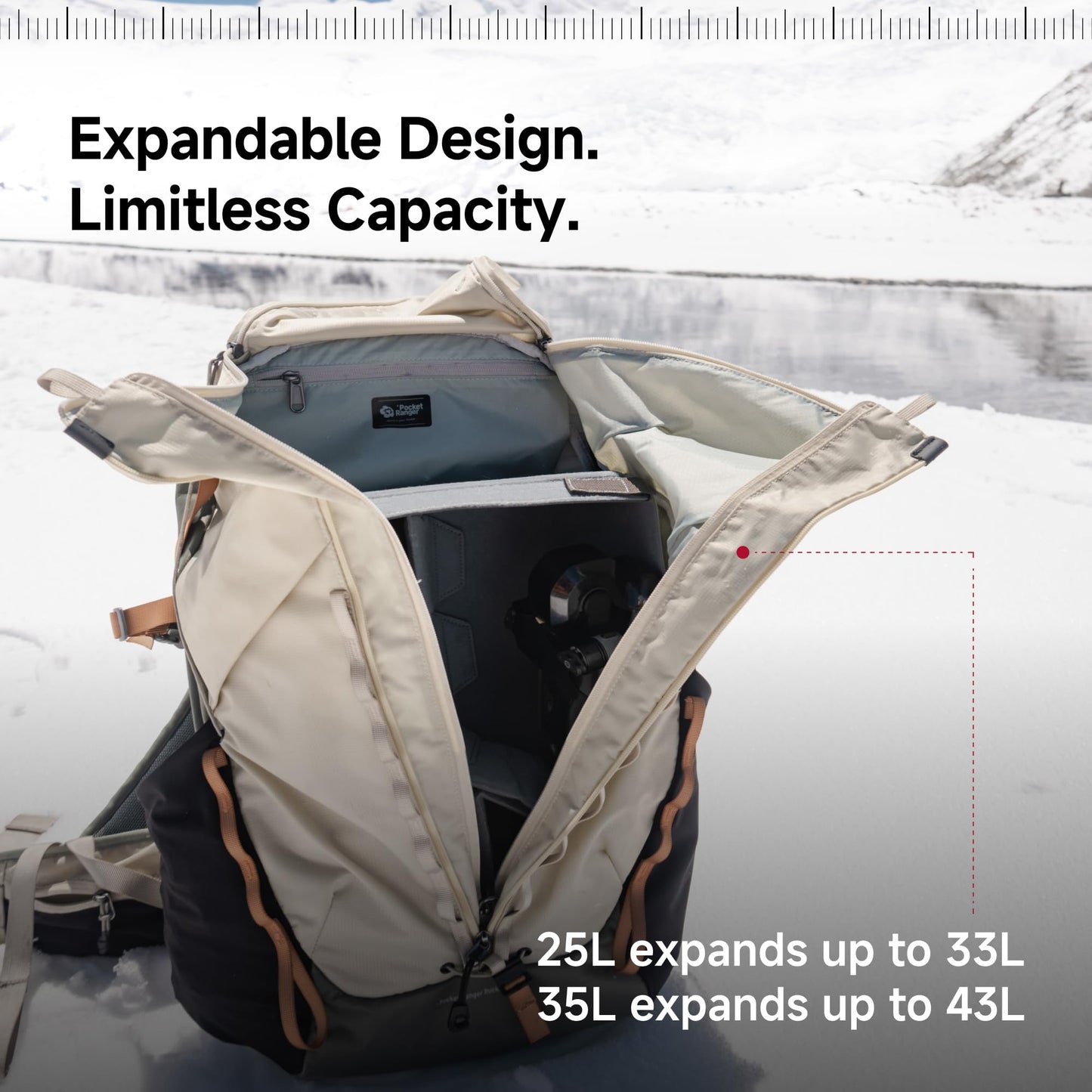 VSGO Pocket Ranger Expandable 25-33L Photography & Outdoor Backpack – Lightweight Camera Bag for Hiking, Mountaineering, Travel
