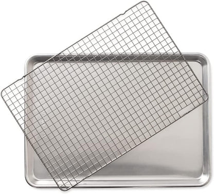 Nordic Ware Half Sheet & Quarter Sheet Set - Nonstick Baking Trays with Grid Design