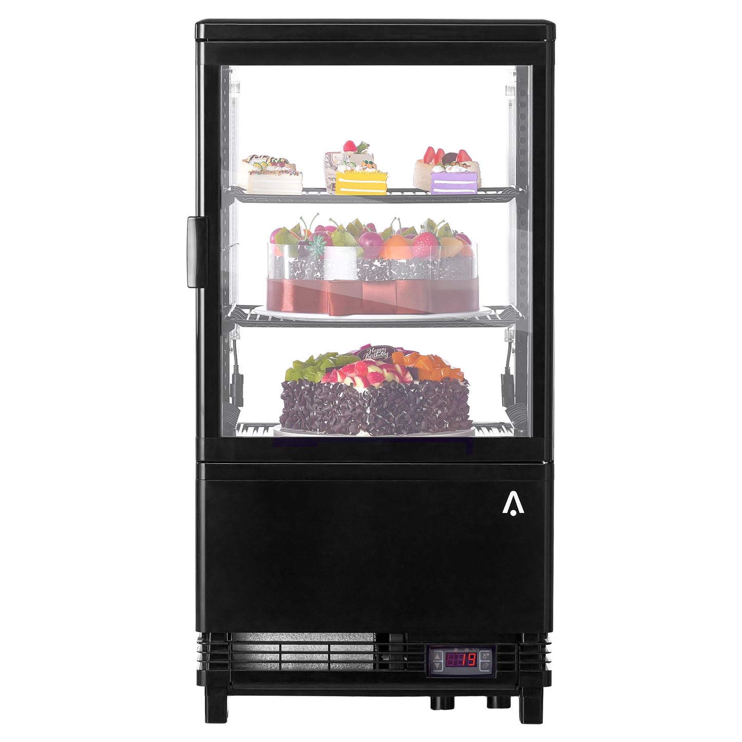 2.1 Cu.FT Refrigerator Display Case Commercial, Commercial Single-Door Display Fridge with Interior LED Lighting, Double-Layered Glass Commercial Countertop Bakery Display Refrigerator, Display Case