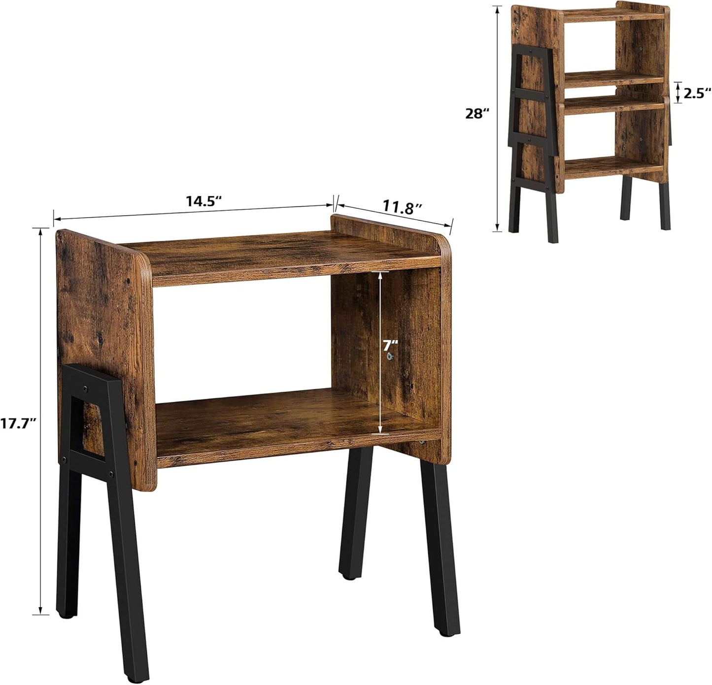 Set 2, TB01BB039 TUTOTAK Nightstnd, of Stackable End Tables, Side Table, Bedside Tables with Open Storage Shelf