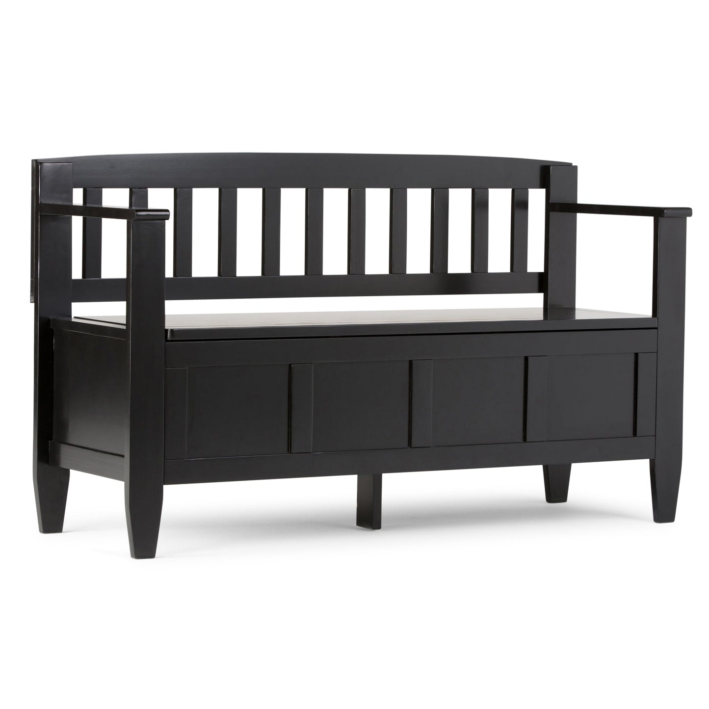 SIMPLIHOME Brooklyn Entryway Storage Bench - 48 inch Wide Solid Wood Hallway Bench in Black, Contemporary Mudroom Bench for Entry or Foyer with Lift-Up Lid and Spacious Hidden Storage