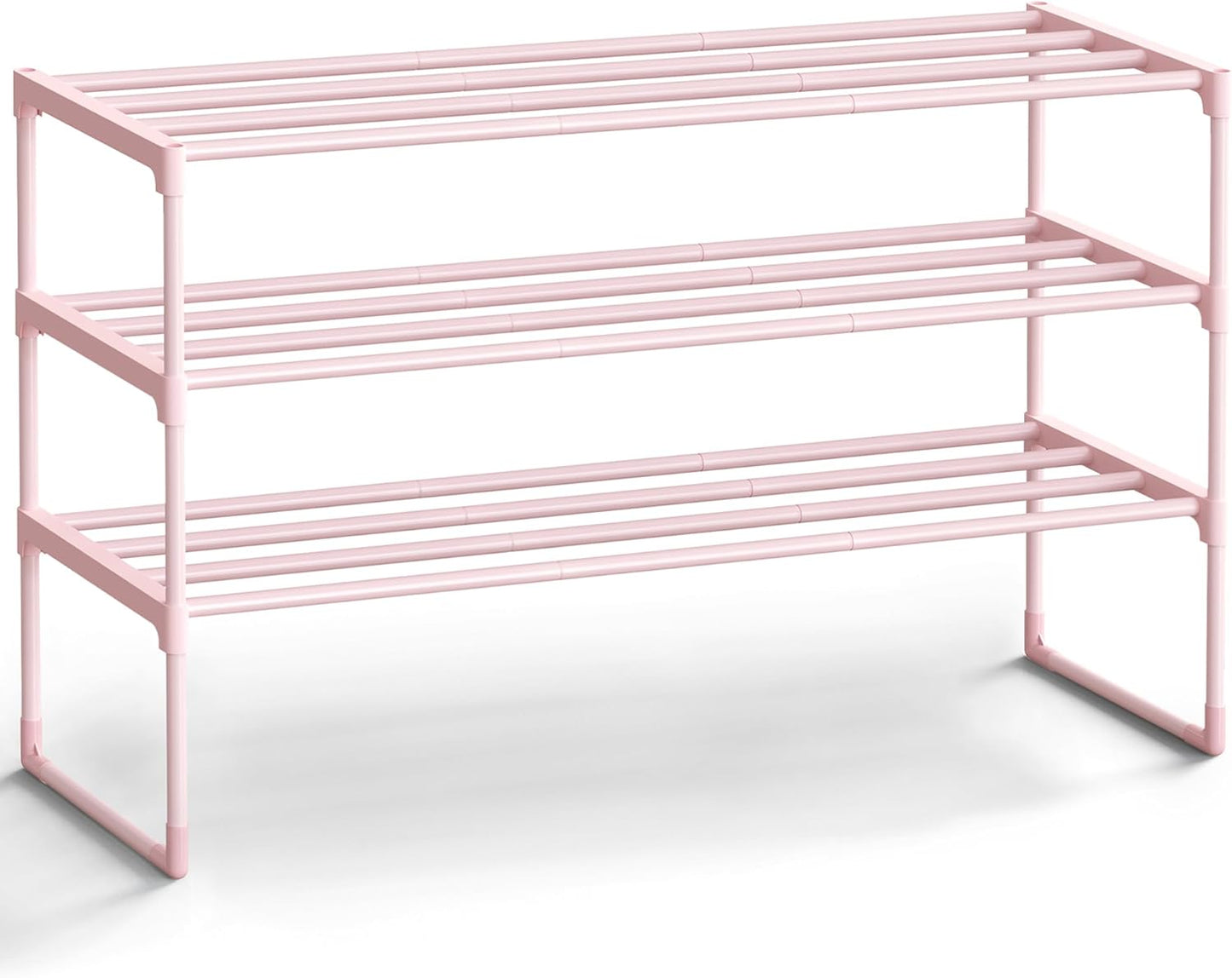 3-Tier 16-20 11.8 36.2 21.7 Inches, ULSA303S01 SONGMICS Shoe Rack, Shoe Organizer, Metal Storage Shelf, Upright