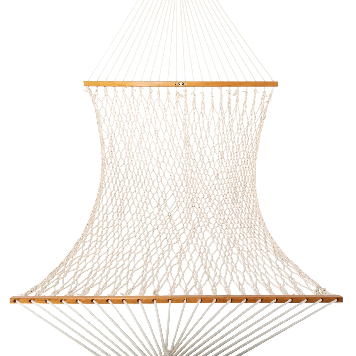 Original Pawleys Island Large Oatmeal DuraCord Rope Hammock – 13 ft. x 55 in., 2-Person, 450 lb Capacity, Oak Spreader Bar, Zinc-Plated Hardware, Handcrafted in the USA